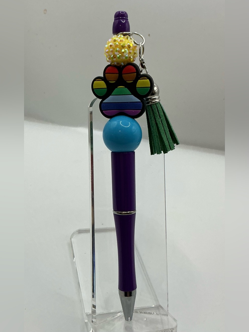 LGBTQ RAINBOW PRIDE PAW BEADED HANDMADE DECORATIVE PEN